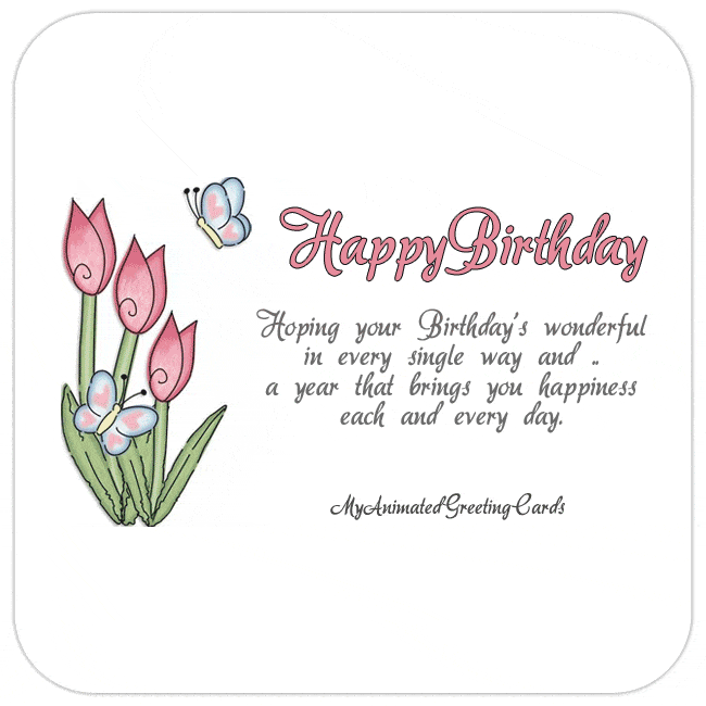 Animated Flower With Butterfly Birthday Card
