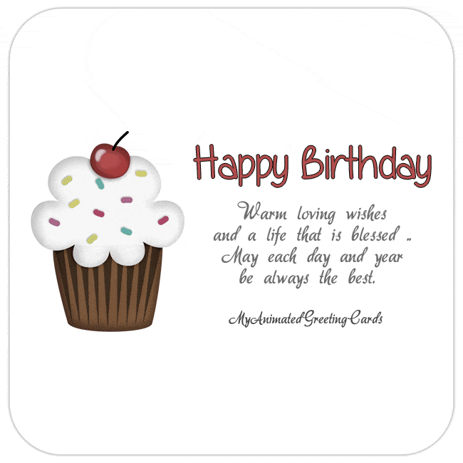 Animated Colorful Cupcake Birthday Card