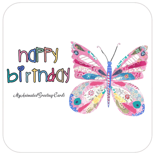 Animated Colorful Butterfly Birthday Card