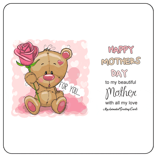 Happy Mothers Day Cute Animated Bear Mom Card