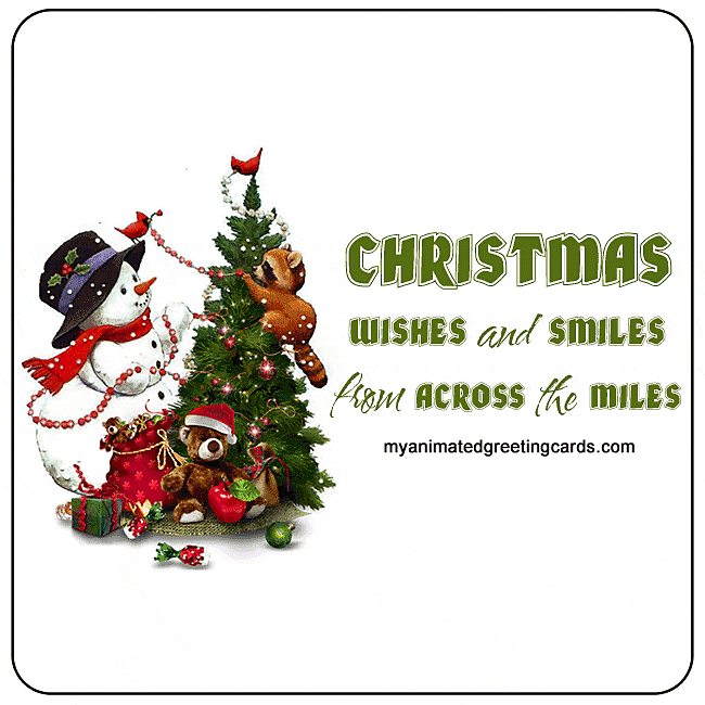 Christmas Wishes and Smiles from Across the Miles Card For Facebook