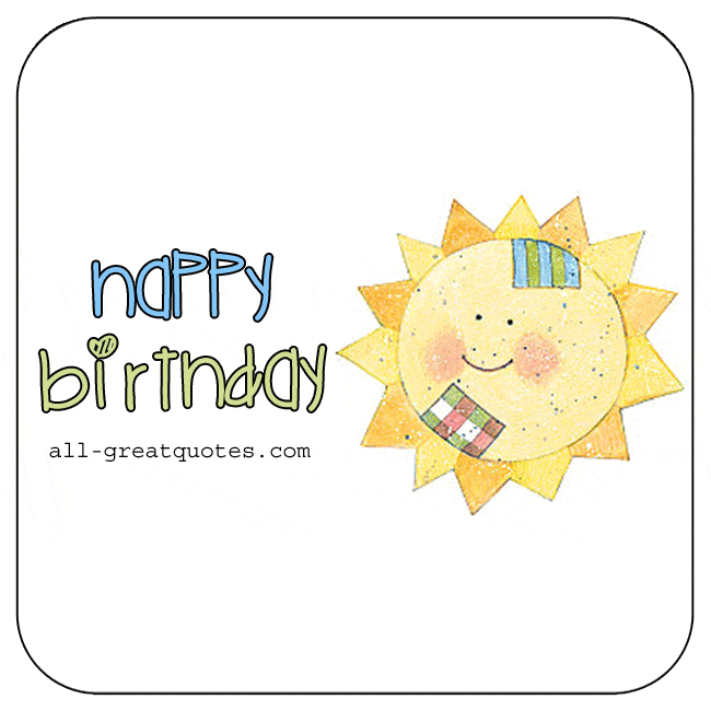 Happy Birthday Animated Sun Birthday Banner Cute Card