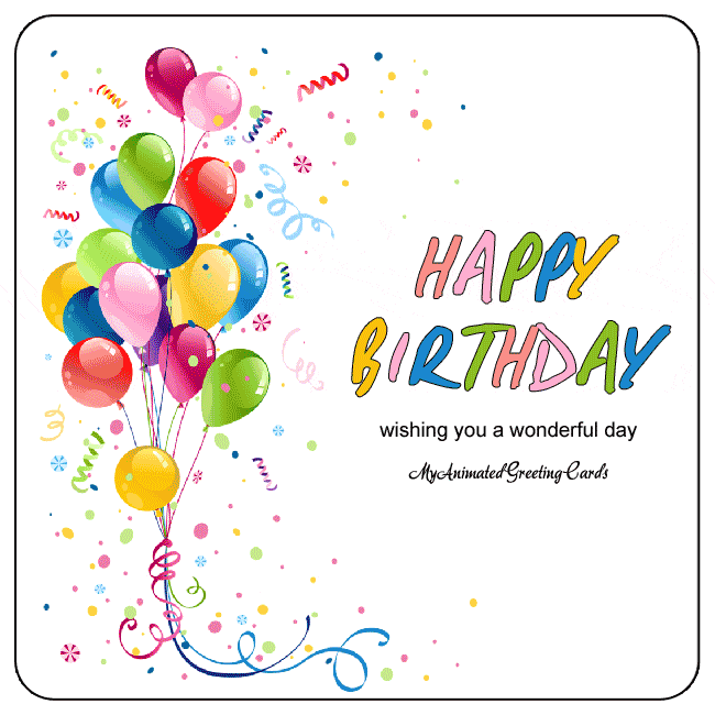 Happy Birthday Wishing You A Wonderful Day Colorful Bunch Balloons Confetti