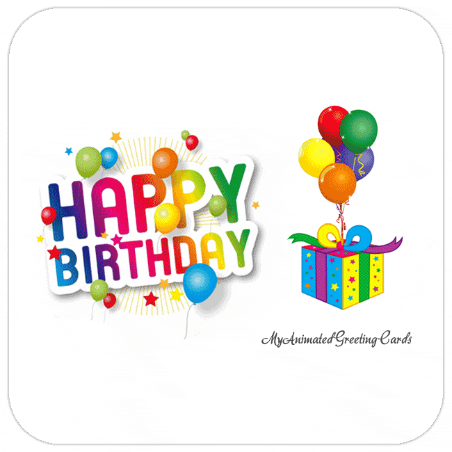 Animated Colorful Gifts Happy Birthday Card