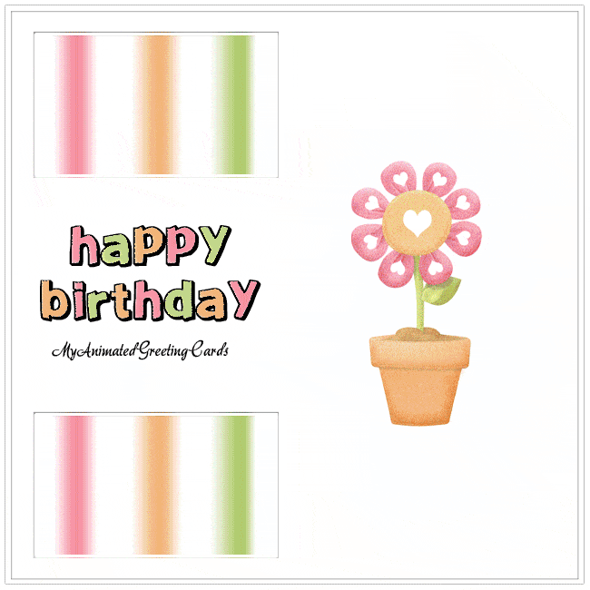 Happy Birthday Flashing Pastel Colored Flowery Animated Card