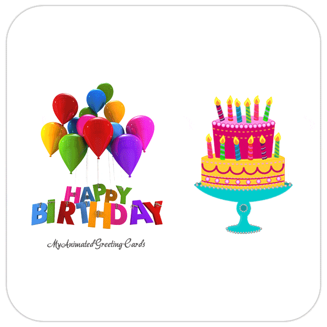 Animated Colorful Cake Happy Birthday Card
