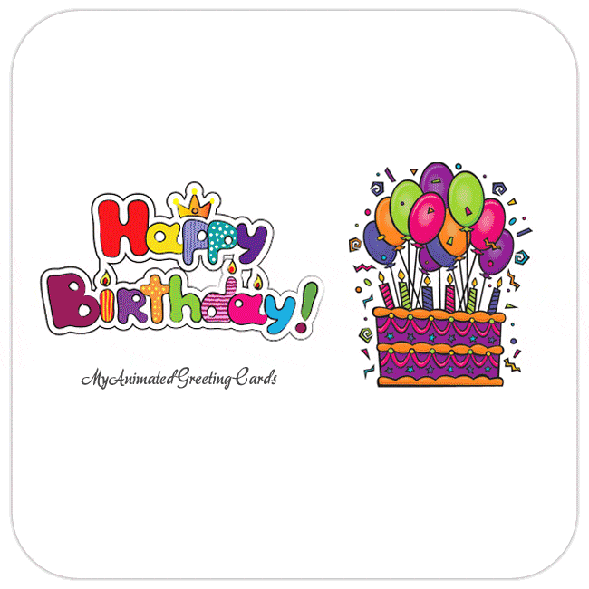 Animated Cake With Balloons Happy Birthday Card