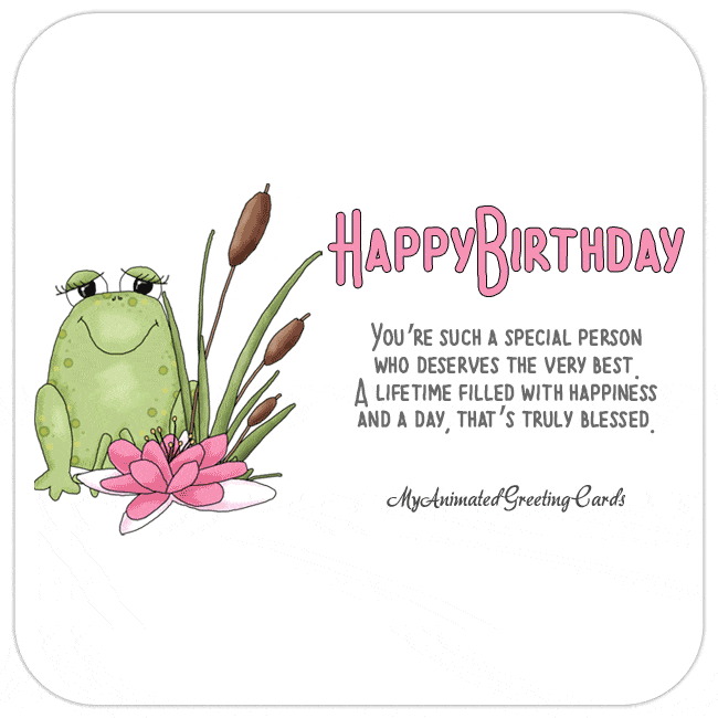 Animated Frog Happy Birthday Card