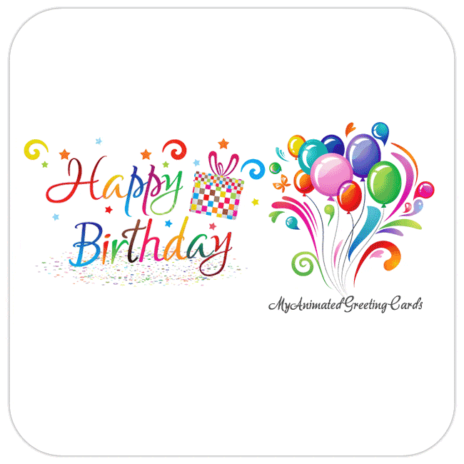 Animated Colorful Balloons Happy Birthday Card