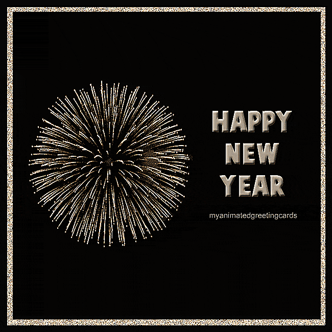 Happy New Year Gif Fireworks Card